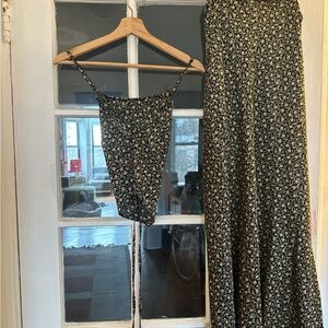 Floral Black and White Matching Set